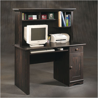 Arbor valley computer desk with hutch in antiqued paint