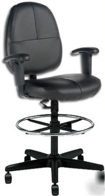 Black leather drafting chair by global