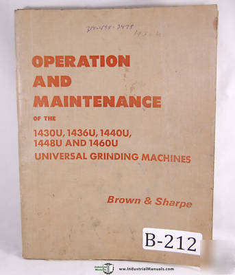 Brown & sharpe 1430U, 1436U, 1440U, 1448U, 1460U manual