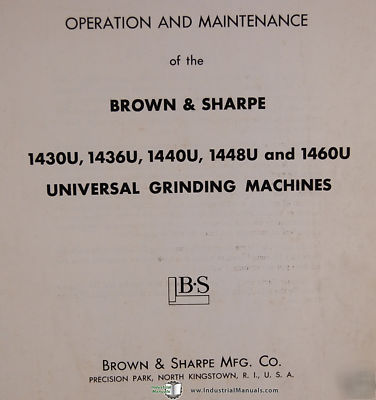 Brown & sharpe 1430U, 1436U, 1440U, 1448U, 1460U manual