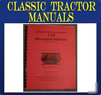 Ih farmall 110 sickle mower operators manual mccormick