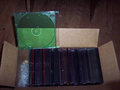 48 thin jewel cases, multi-colored; cd, dvd cases