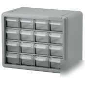 Akro-mils grey storage cabinets 16 drawers |10116