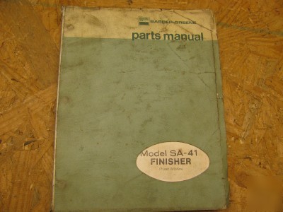 Barber-greene sa-41 finisher paver parts catalog manual