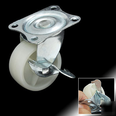 Fixed flat full rotation caster wheel with wheel lock