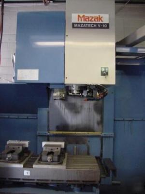 Mazak v-10 vertical machining center, apc, 4TH-axis