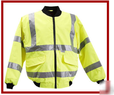 New hivis bomber jacket reflective yellow safety xl 
