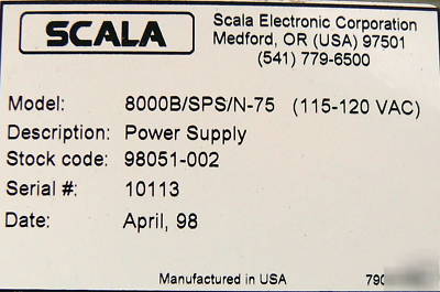 New scala 8000B/sps/n-75 power supply 