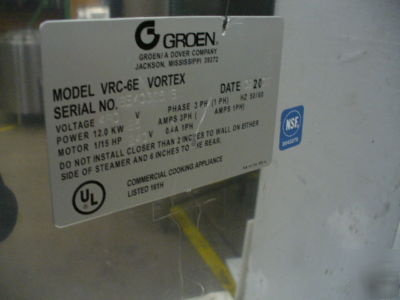 Used groen electric steamer vrc-6E vortex 2006 model 
