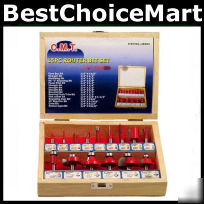 Router bits 15 pc mixed set 1/4