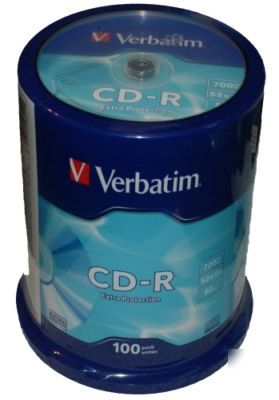 100 verbatim blank disc cd recordable cd-r 52X free del