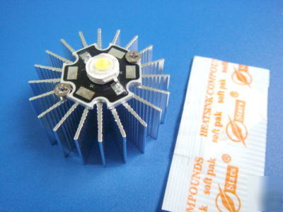 1W white power led + heatsink + mini heatsink compounds