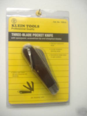 Klein 1550-6 3 blade pocket knife wire skinning strips