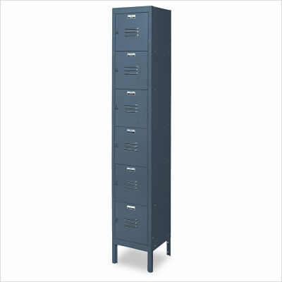 Quick-assemble six-tier box lockers, 12 x 18 x 78, gray