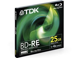 Tdk bd-re 25GB blu-ray blank rewriteable disc in case