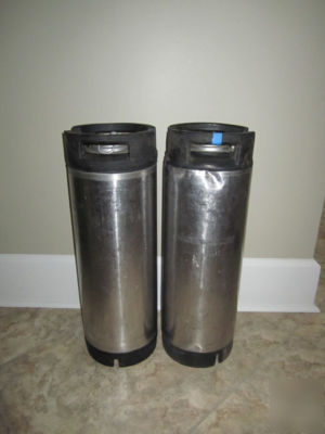 Two used cornelius beer soda kegs CO2
