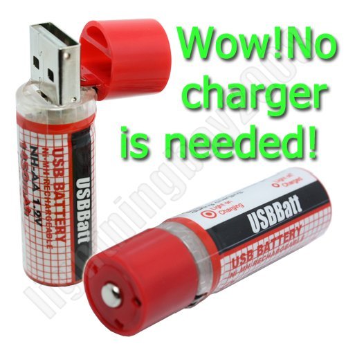 Usb nimh aa rechargeable batt x 2 no charger is needed