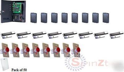 8 door access control kit with 1200LB lock and software