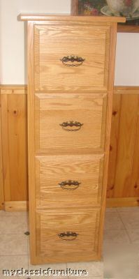 Four drawer filing cabinet file legal/letter solid oak