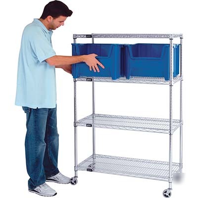 New mobile wire shelving unit - 4 shelves - 