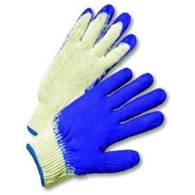 10 pairs blue string knit latex plam coated work gloves