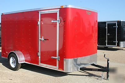 Red 6X12 enclosed cargo trailer ramp door