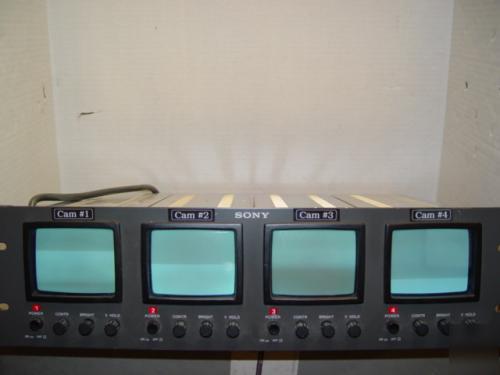 Sony pvm 411 quad video monitor b/w rack set