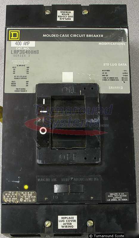 Square d LAP36400MB circuit breakers, 400 amp, 600 volt