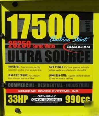 Guardian ultra source 17500 watt generator