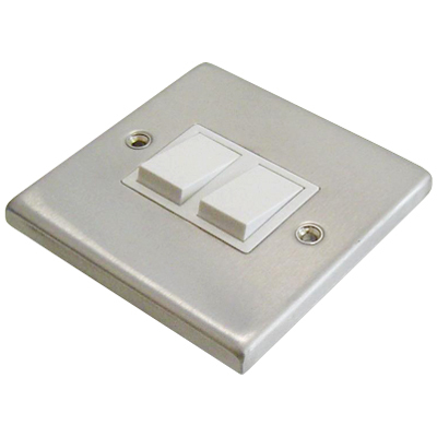 New 2 gang 2 way 10 amp satin chrome switch low price