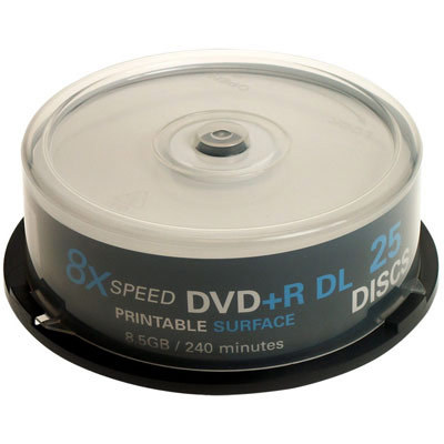 25 bulkpaq 8X full face printable dvd+r dual layer