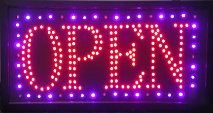 Led neon bright motion business open sign free shipping