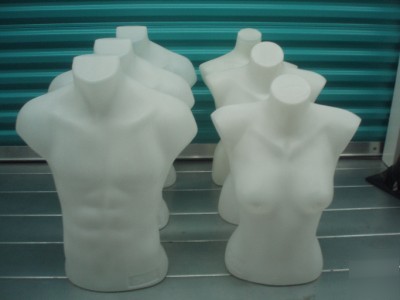 Mannequins, half body, sturdy plastic display torsos
