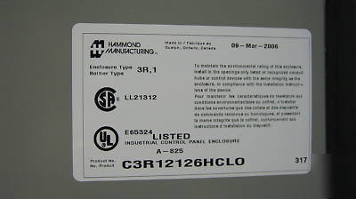 Nema 3R enclosure 12 x 12 x 6 hammond C3R12126HCLO