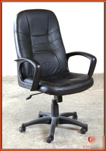 Office depot black leather chair on wheels adjustable