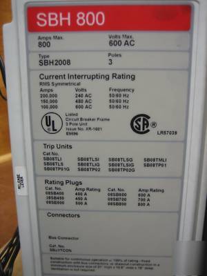 Siemens sbh 2008 SBH2008 SBH2008F 800 amp SB08TP02G