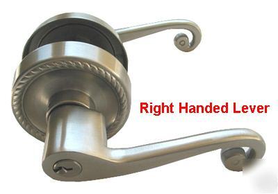 Entrance satin nickel lever handle door lock rh
