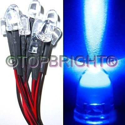 20PCS 12V wired 10MM 70KMCD blue led for bike,car,pc