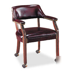 Hon meadowbrook traditional wood guest arm chair wcast