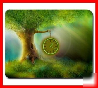 Magic tree clock green large mouse pad mousepad mat 002