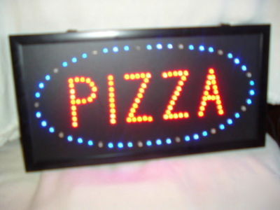 Pizza signs 2 signs used 8 hrs flashing leds real brite
