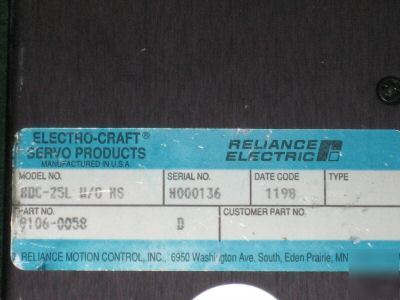 Reliance electric electro-craft bdc-25L 9106-0058