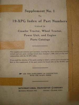 International index of part numbers supplement no 1