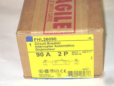 New 1- square d FHL26090 90A 2P FAL26090 breaker 600V