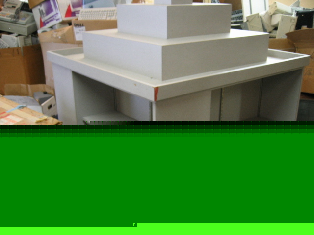 Display cabinet free standing tiered on wheels nice