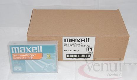 Maxell 151140 8MM cleaning cartridges bx/10