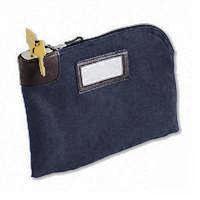 Mmf 7-pin zip deposit cash check bag w/2 keys blue 