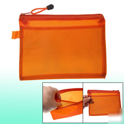 Water resistant orange zipper closure file holder bag