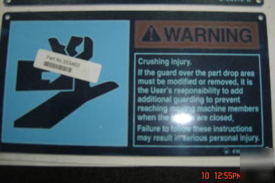 2 plastic injection molding machine osha warning tags 