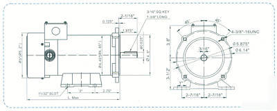 1/2 hp, nema 56C, dc motor and variable speed control